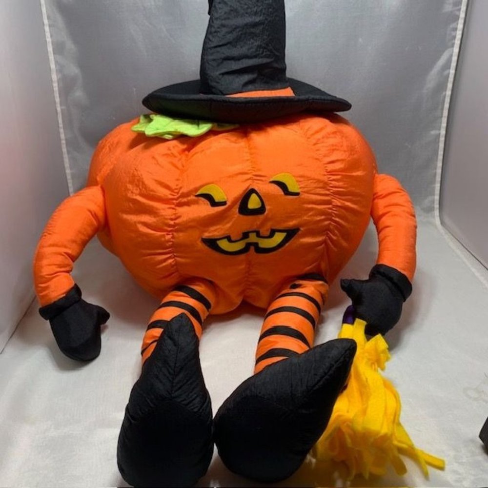 Vintage 1990's International Silver Halloween Pumpkin Plus 25" Jack O Lantern